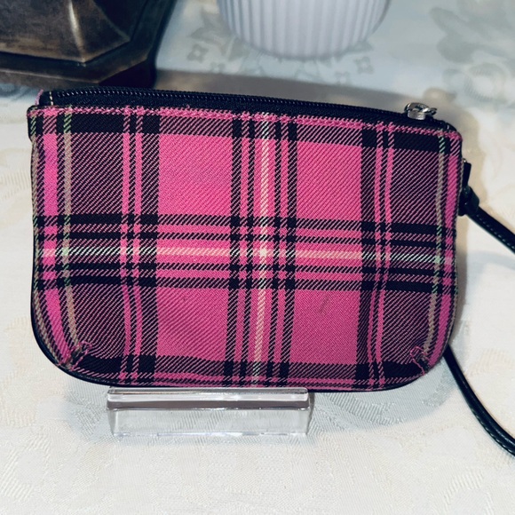 Coach Plaid Wristlet in Black and Pink - Picture 2 of 8